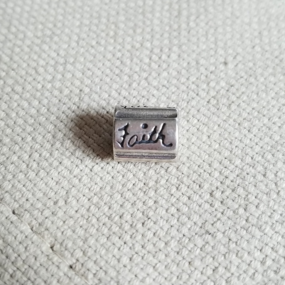 Silver Faith bracelet charm